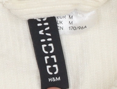 H&M Women Ivory Corduroy Basic Jacket Size M Button-Up Casual