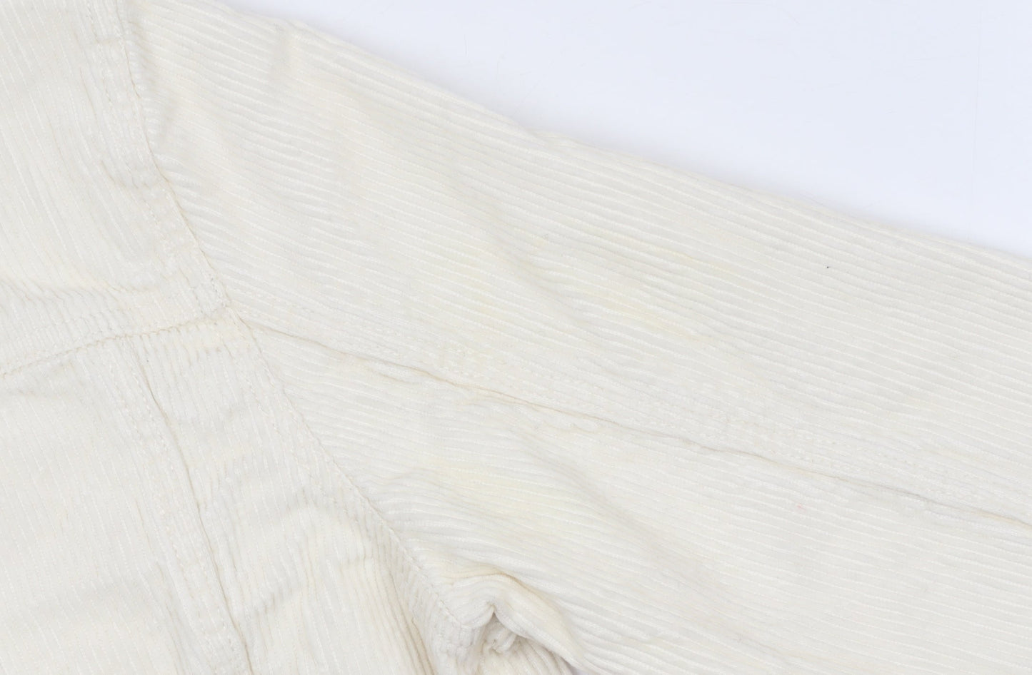 H&M Women Ivory Corduroy Basic Jacket Size M Button-Up Casual