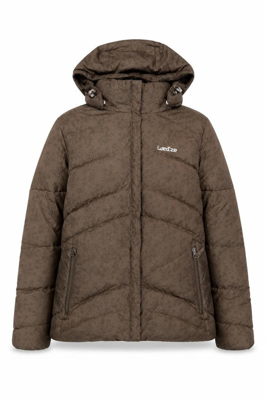 Wedze Women Brown Hooded Puffer Jacket Size 12 Winter Coat