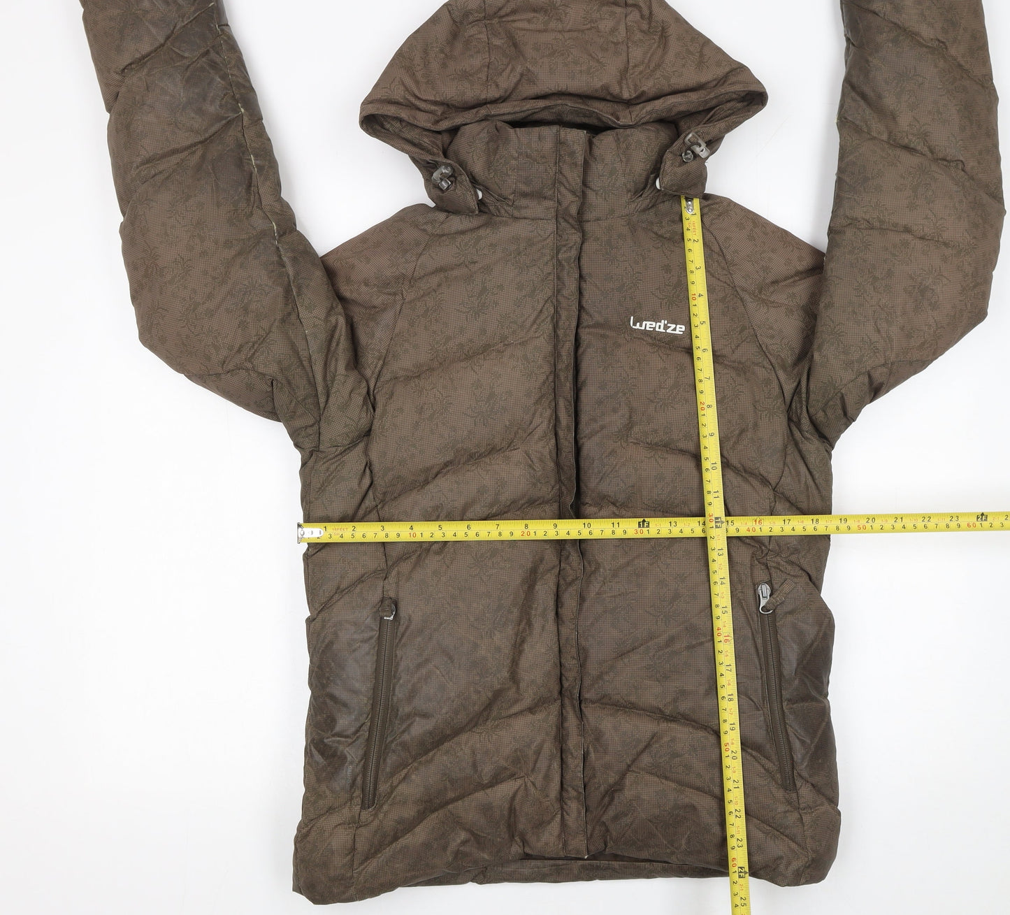Wedze Women Brown Hooded Puffer Jacket Size 12 Winter Coat