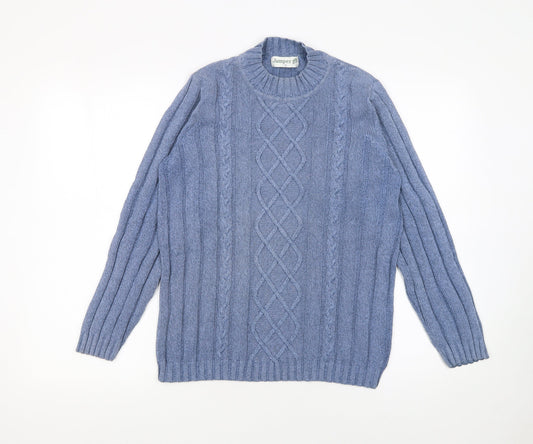 Jumper Women’s Blue Cotton Cable-Knit Crew Neck Pullover S