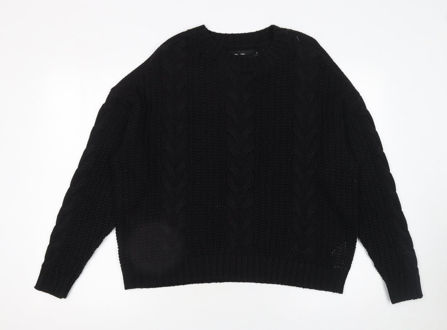 Vero Moda Women's Black Cable-Knit Acrylic Jumper XL