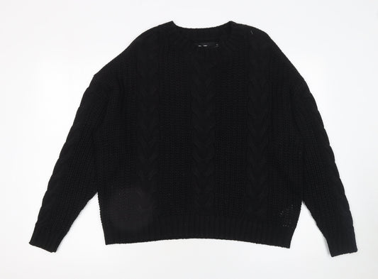 Vero Moda Women's Black Cable-Knit Acrylic Jumper XL