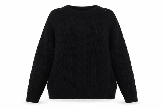 Vero Moda Women's Black Cable-Knit Acrylic Jumper XL