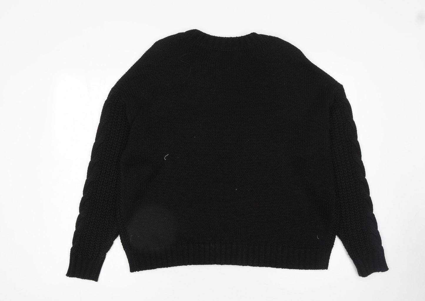 Vero Moda Women's Black Cable-Knit Acrylic Jumper XL