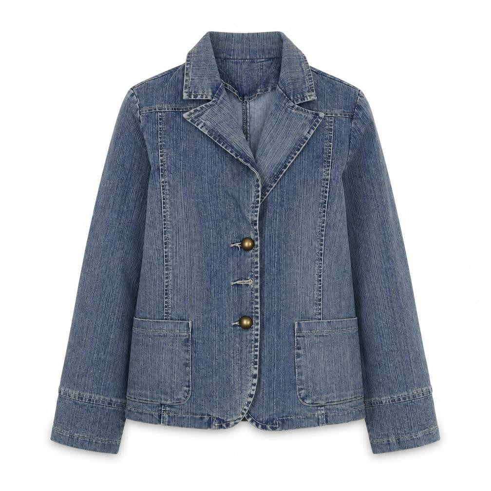 Sophie Girls Blue Denim Basic Jacket 14 Years Collared Button Casual
