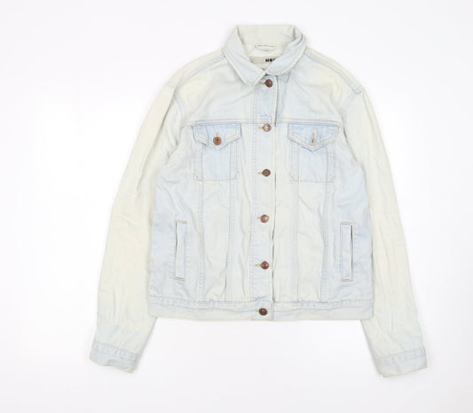 Topshop Moto Women's Light Blue Denim Jacket UK 10 Classic Button-Up