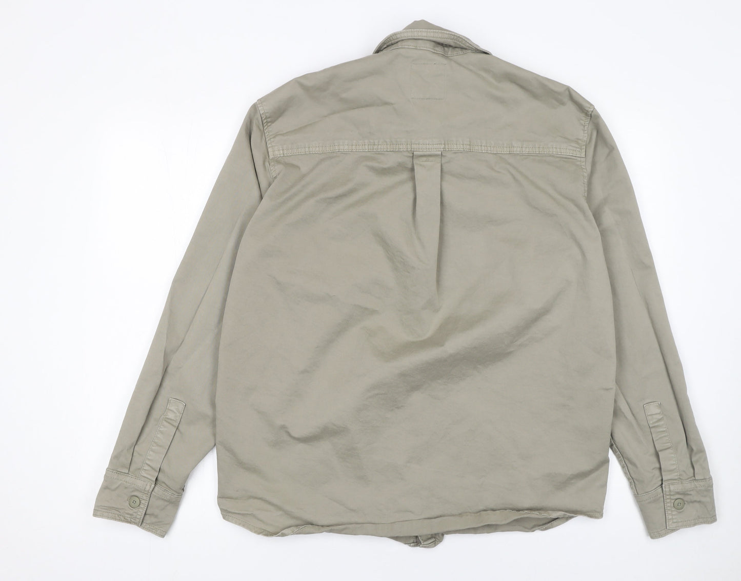 Zara Men's Beige Cotton Long Sleeve Button-Up Shirt Size L