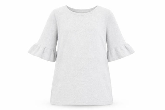 H&M Girls Silver Knit Ruffle Sleeve Shift Dress 7-8 Years
