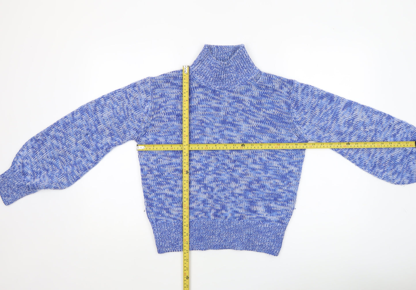 French Connection Womens Blue Chunky Knit High Neck Jumper Size S