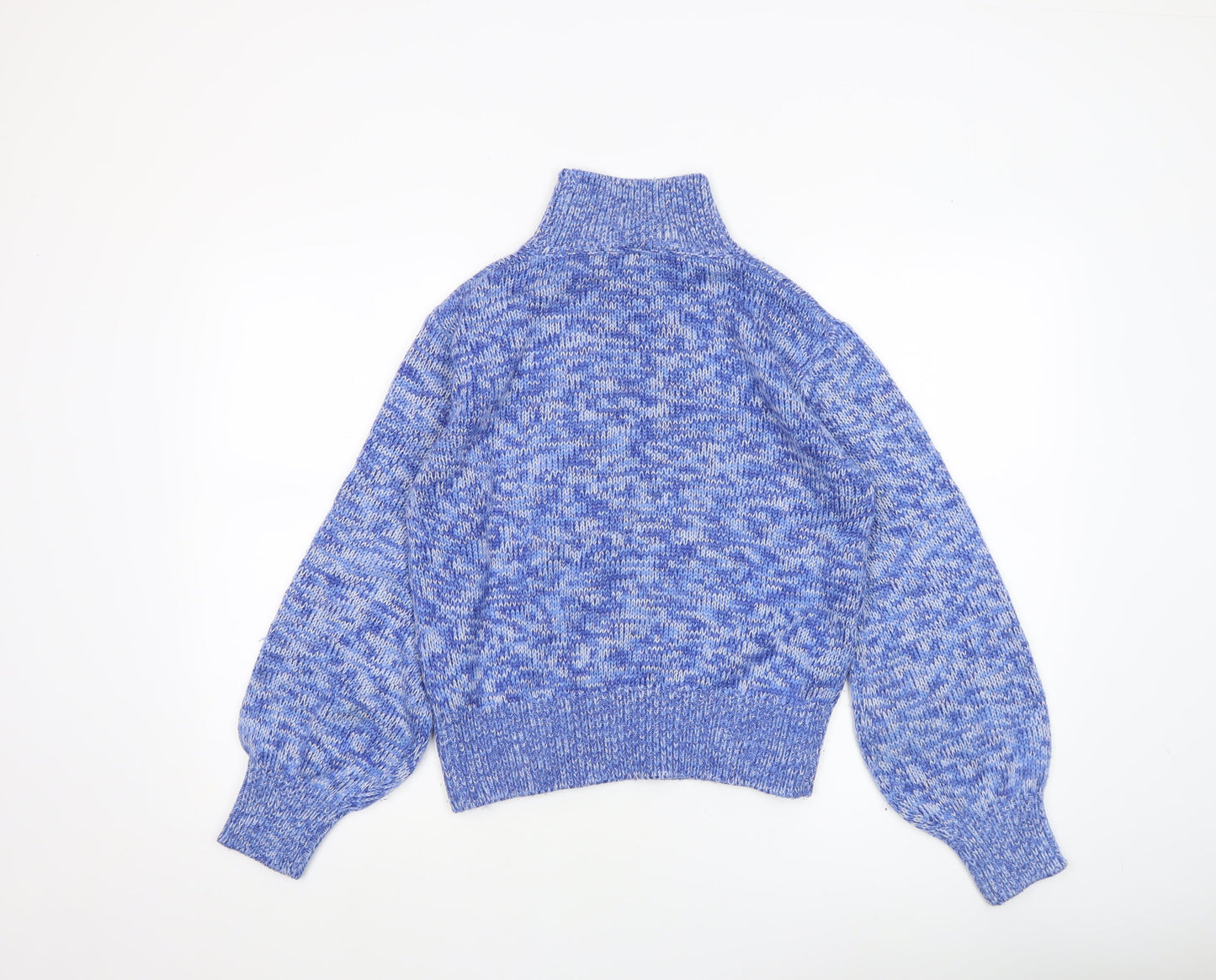 French Connection Womens Blue Chunky Knit High Neck Jumper Size S
