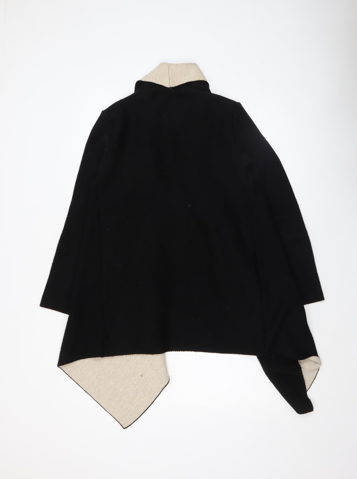 Zara Women Black Collared Long Sleeve Open Knit Cardigan Size 12