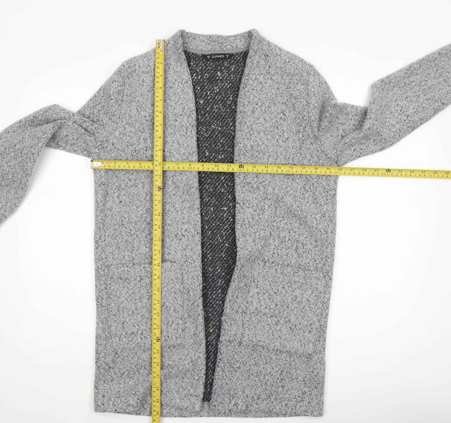Dunnes Women Grey Chunky Knit Open Longline Cardigan XS