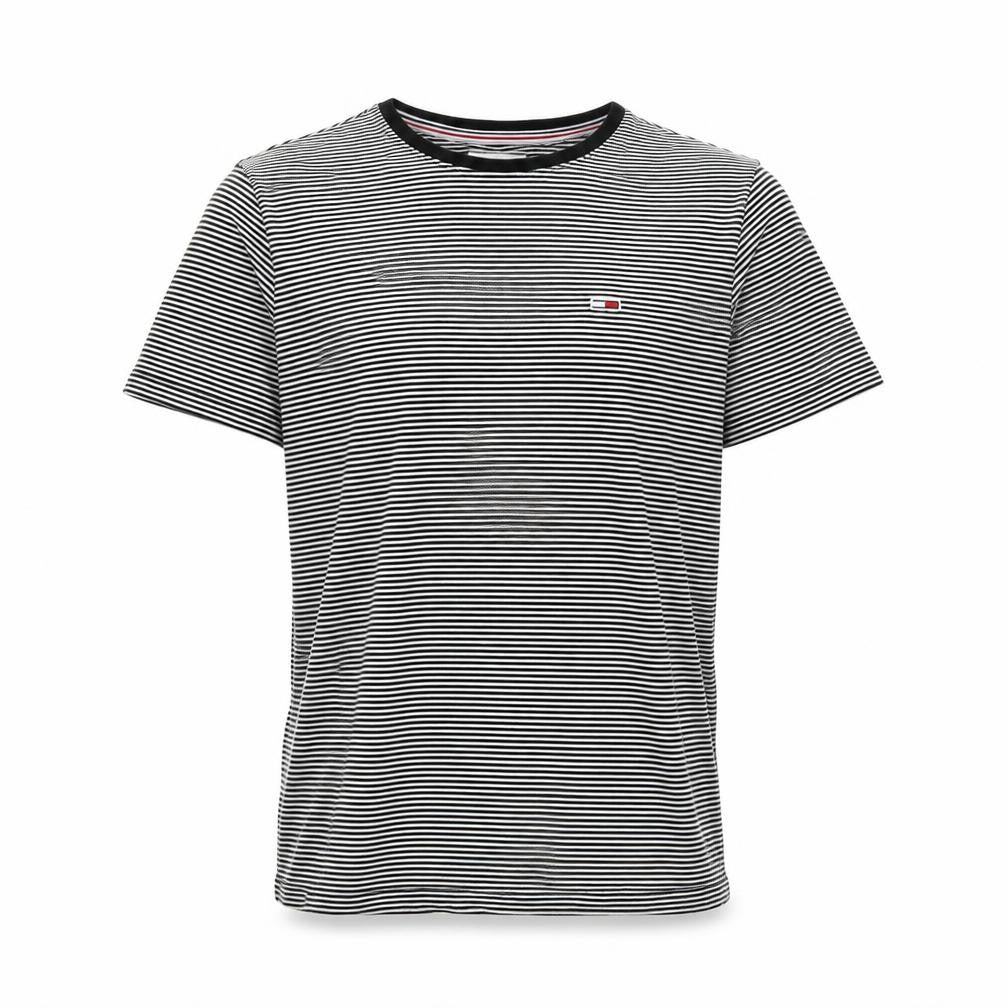 Tommy Hilfiger Mens Black Striped Cotton Crew Neck T-Shirt Size M