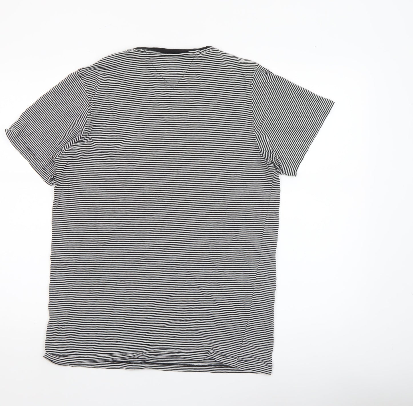 Tommy Hilfiger Mens Black Striped Cotton Crew Neck T-Shirt Size M