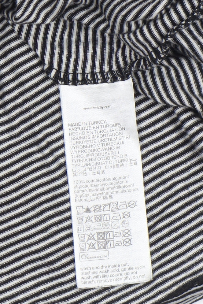 Tommy Hilfiger Mens Black Striped Cotton Crew Neck T-Shirt Size M