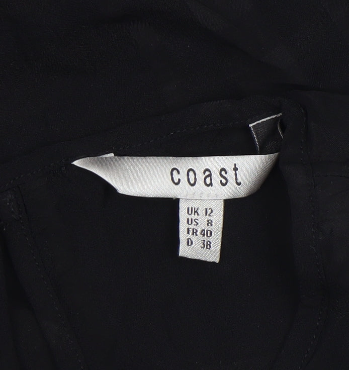 Coast Women's Black Sleeveless Round Neck Viscose Blouse Size 12