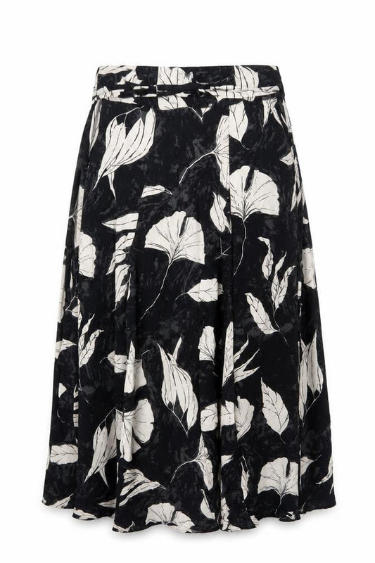 FatFace Womens Black Floral Midi A-Line Skirt Size 8