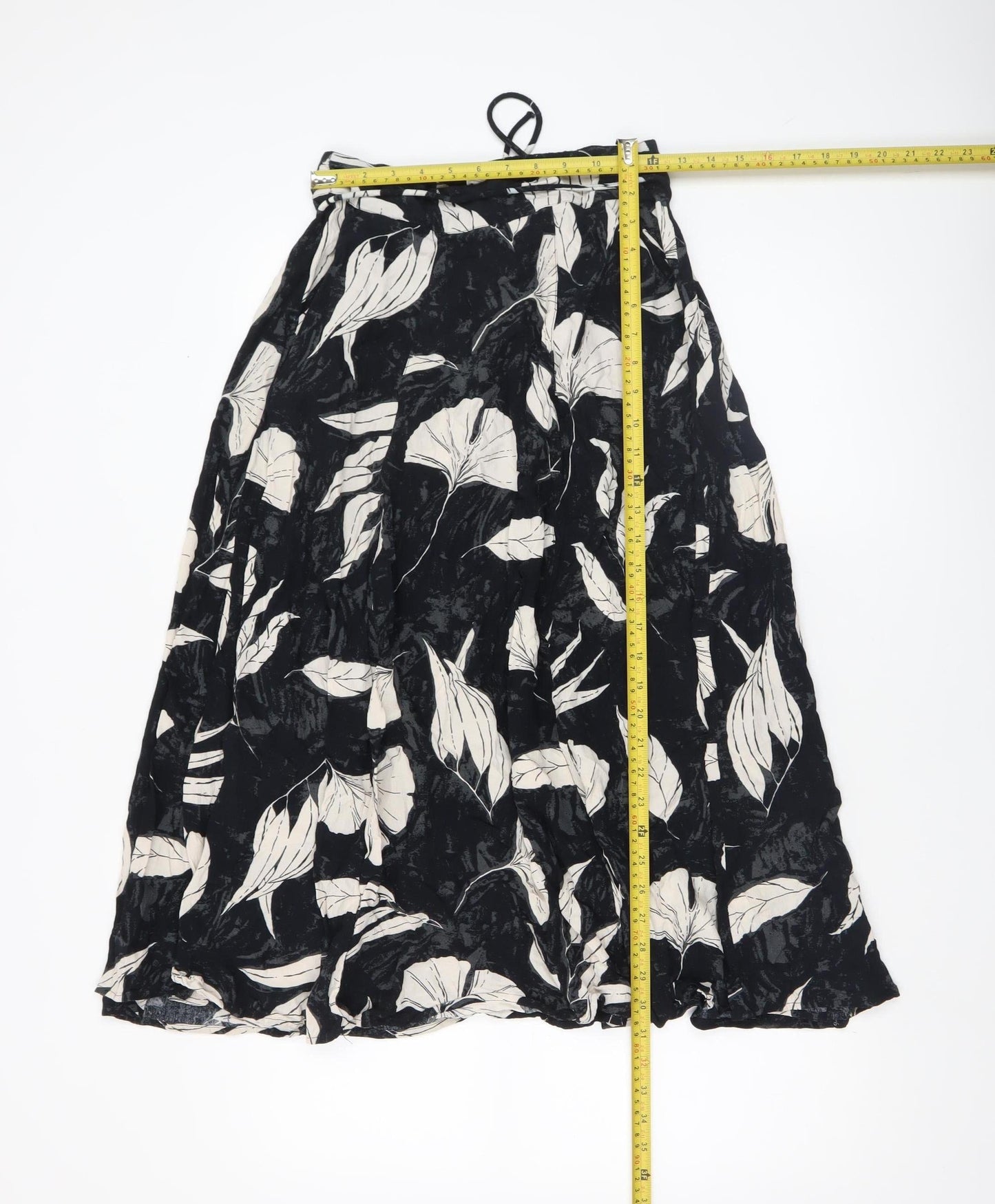 Fat Face Womens Black Floral Midi A-Line Skirt Size 8