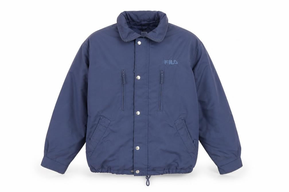 Fila Mens Blue XS Vintage Bomber Jacket Lined Polyester Zip-Up