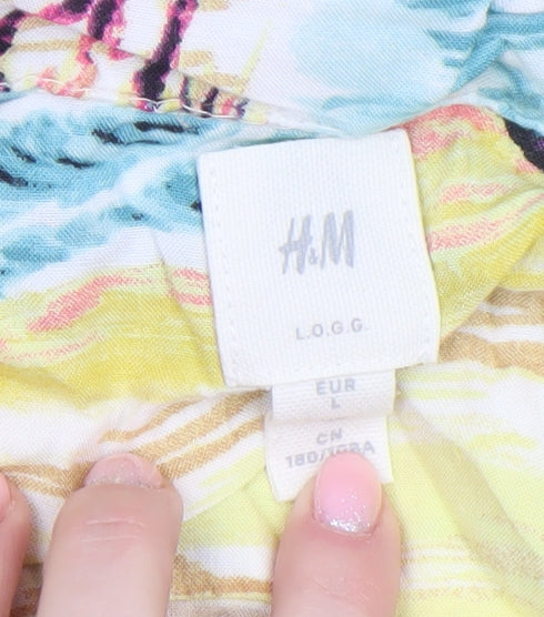 H&M L.O.G.G. Men's Multicoloured Hawaiian Viscose Shirt L