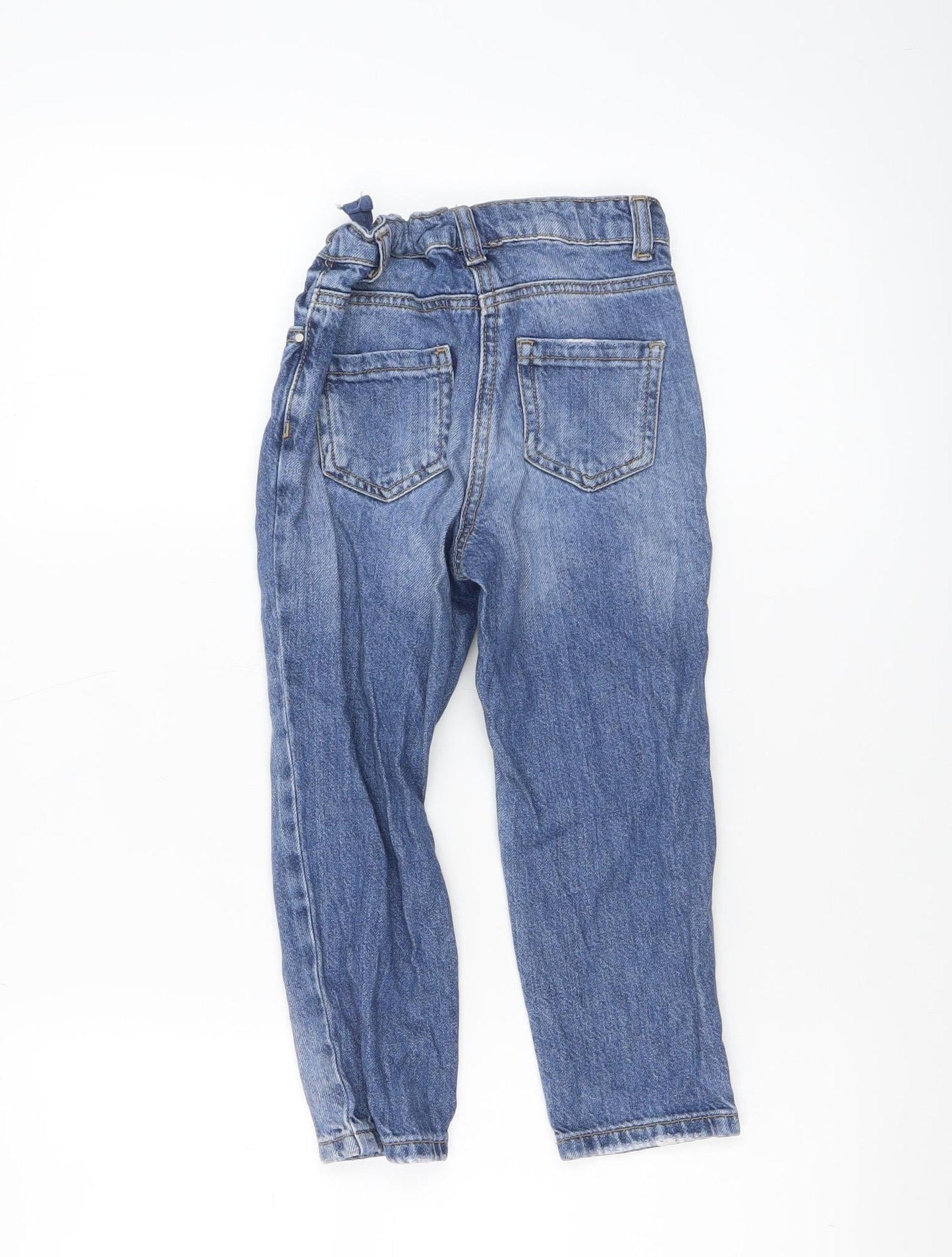 Next Girls Blue Distressed Straight Jeans 5 Years Cotton Denim Casual