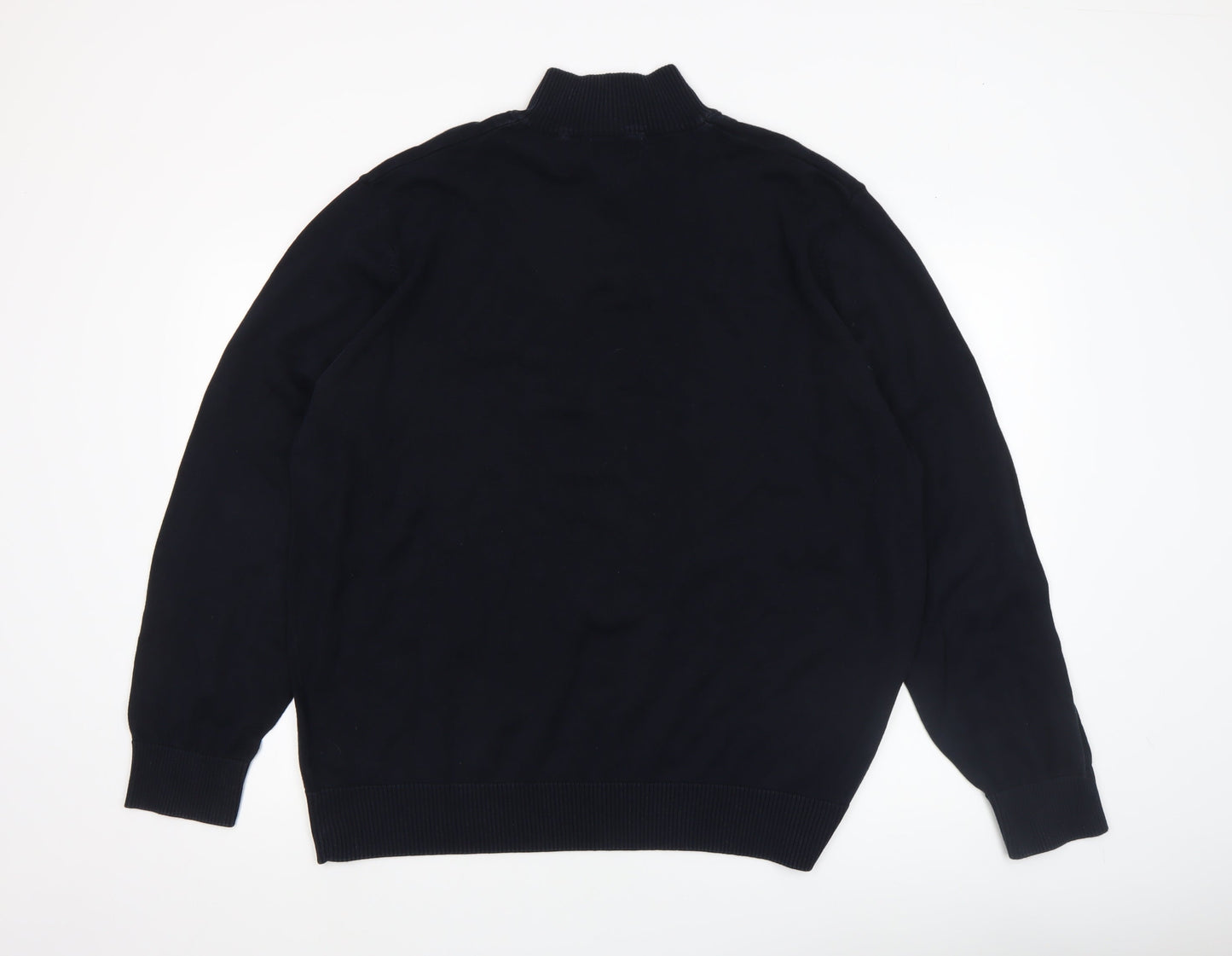 Marks and Spencer Men's Black 2XL 1/2 Zip Cotton Jumper