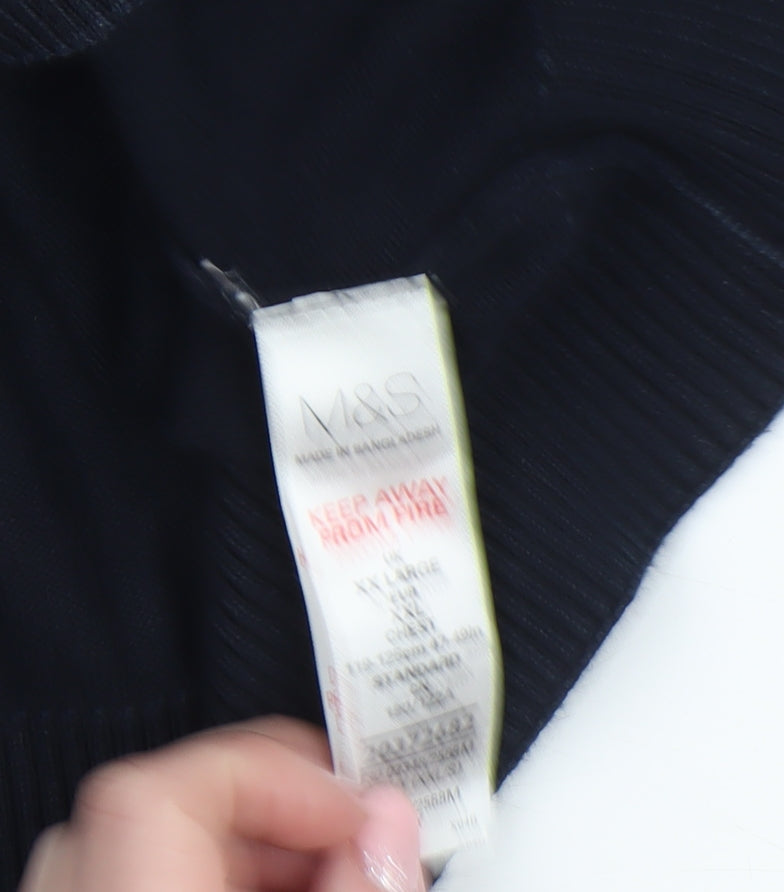 Marks and Spencer Men's Black 2XL 1/2 Zip Cotton Jumper