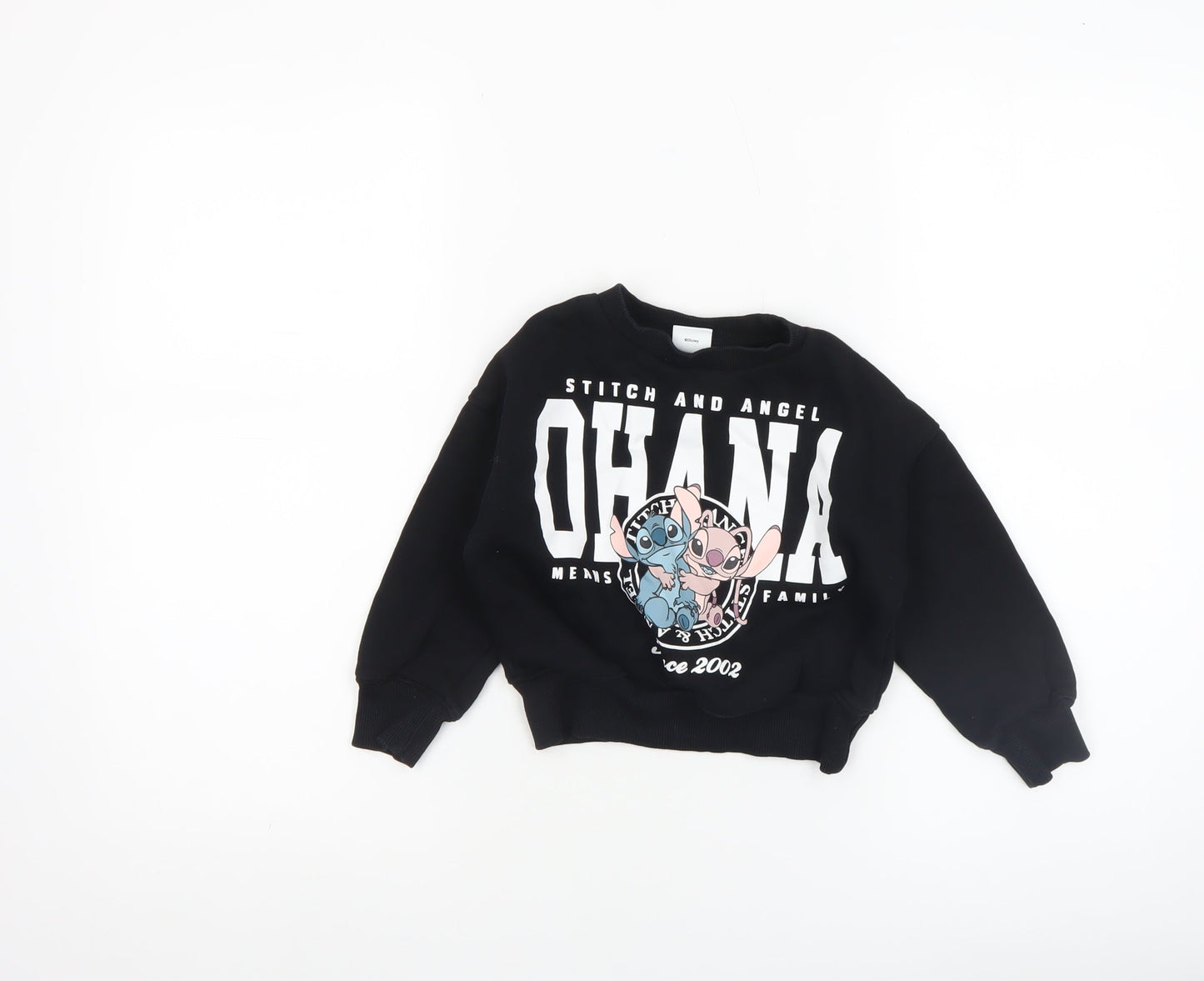 Disney Girls Black Stitch & Angel Ohana Pullover Sweatshirt 4-5 Years