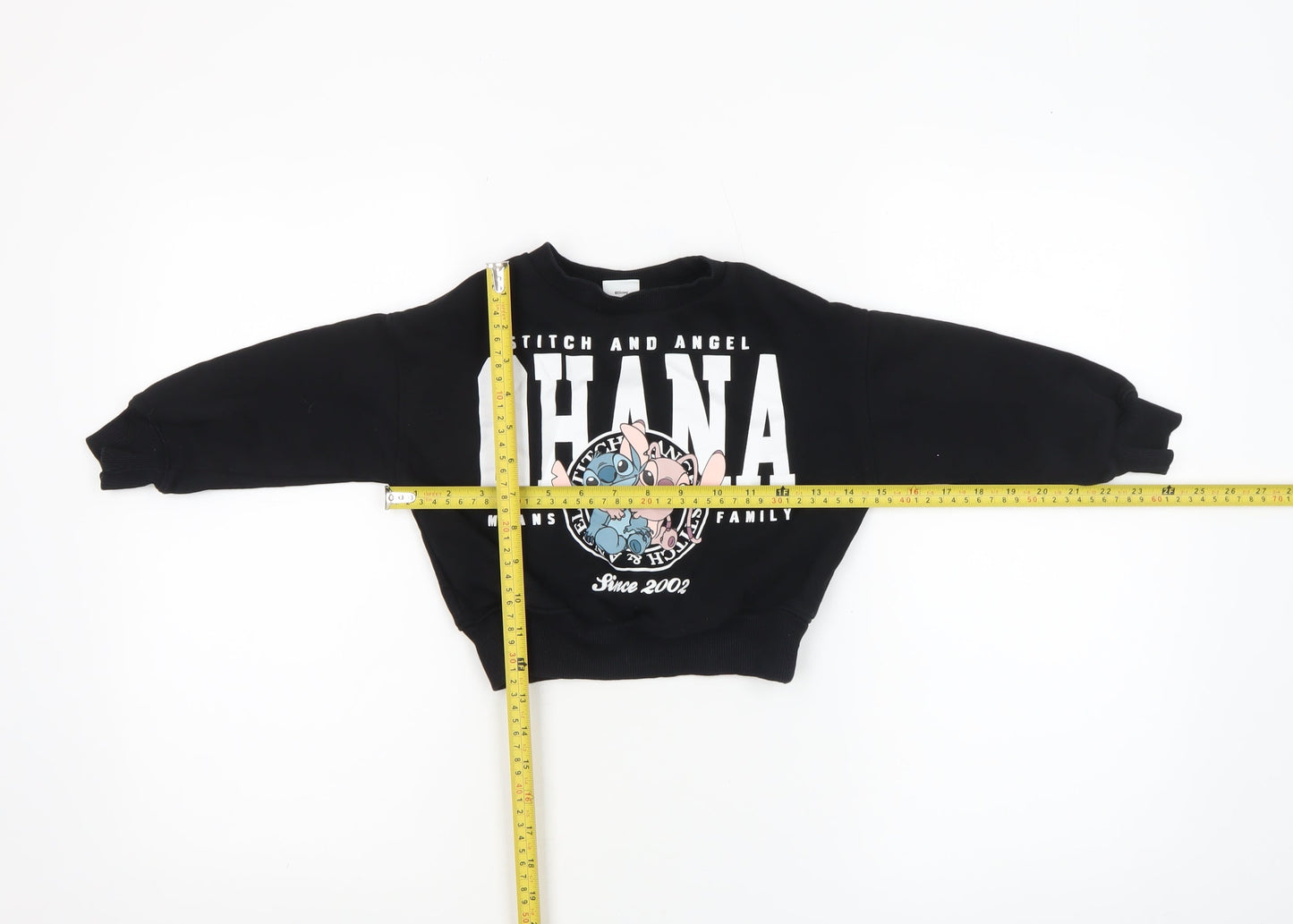 Disney Girls Black Stitch & Angel Ohana Pullover Sweatshirt 4-5 Years
