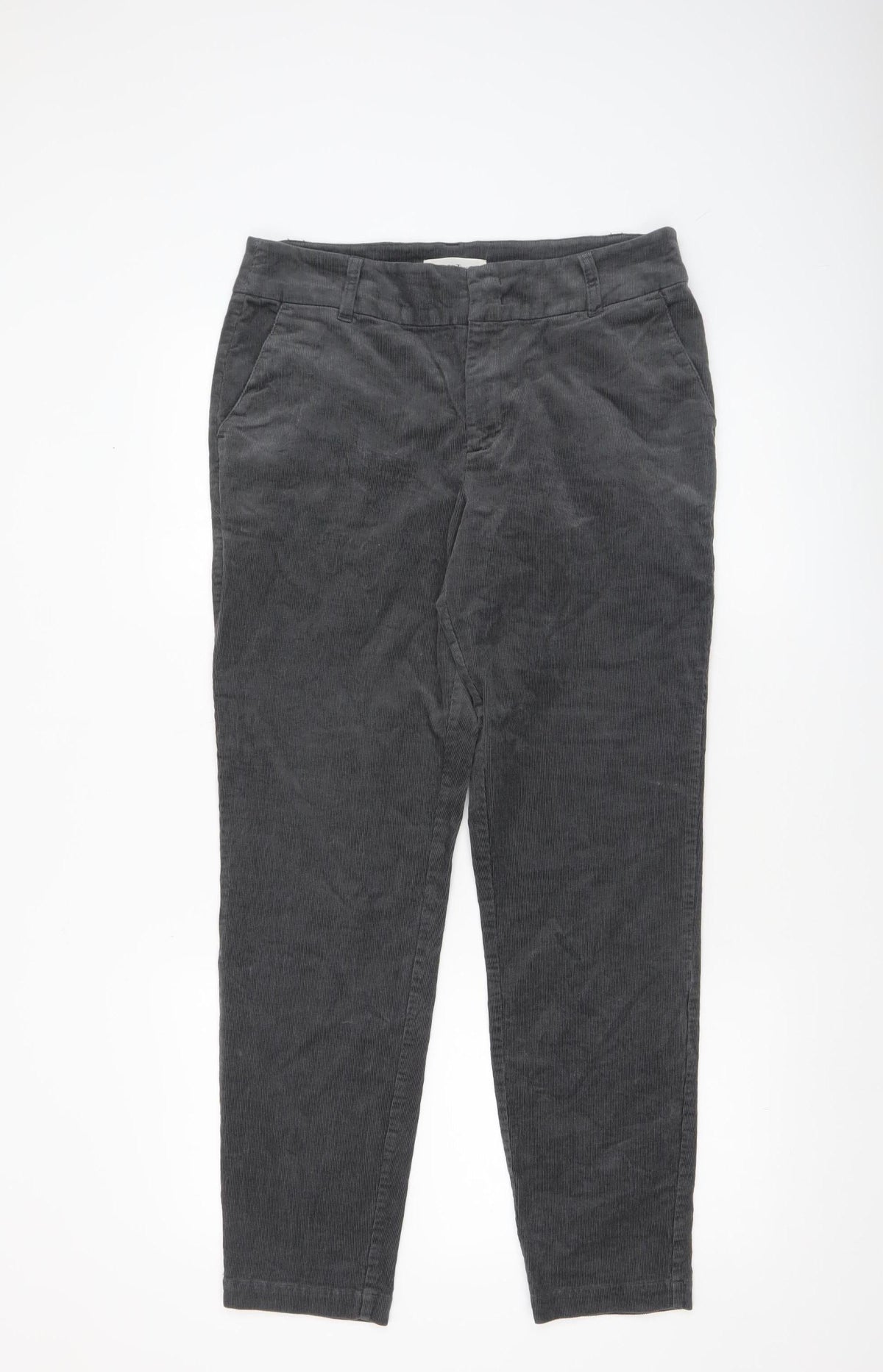 Part Two Women Grey Corduroy Cropped Trousers Size 12