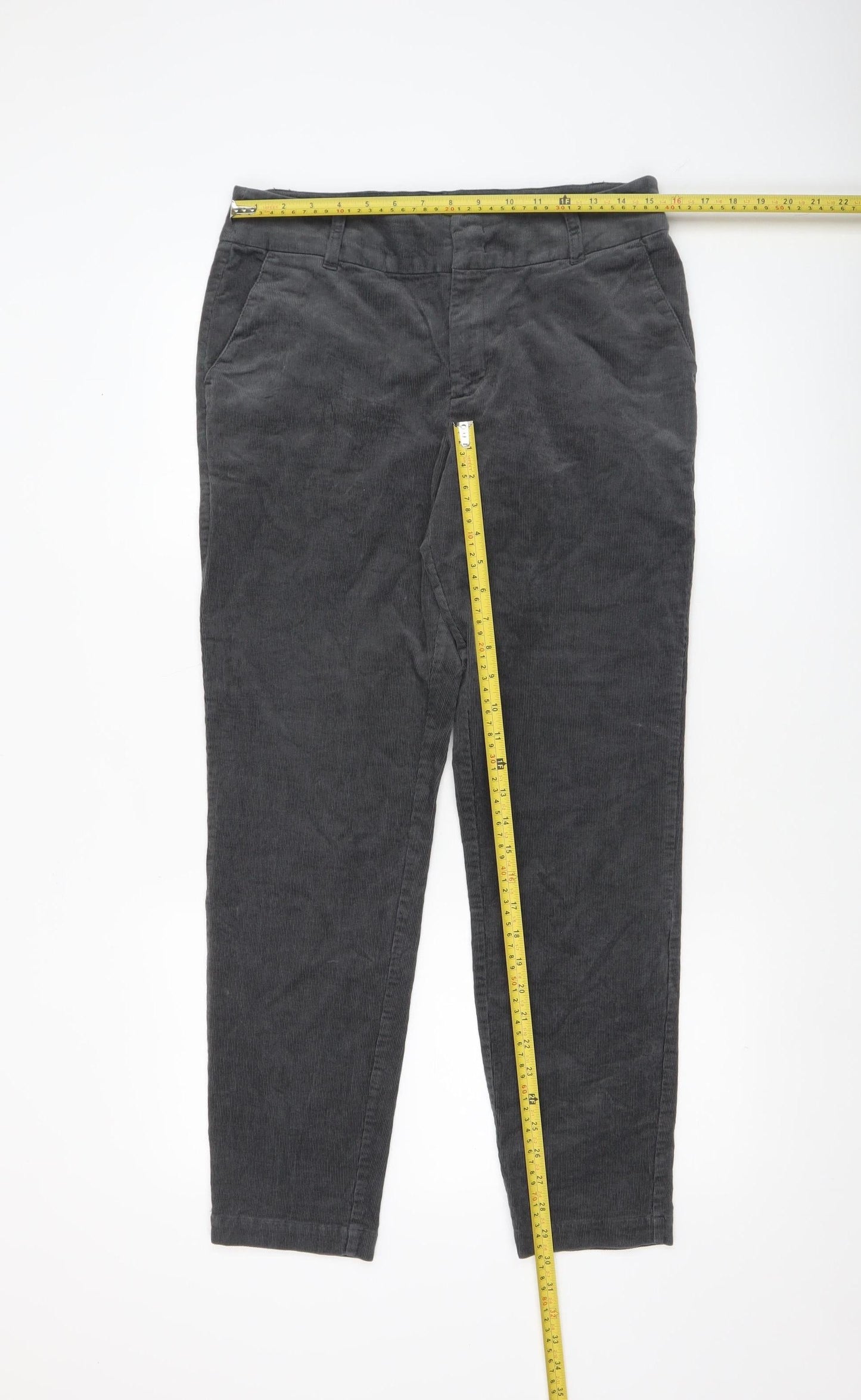 Part Two Women Grey Corduroy Cropped Trousers Size 12