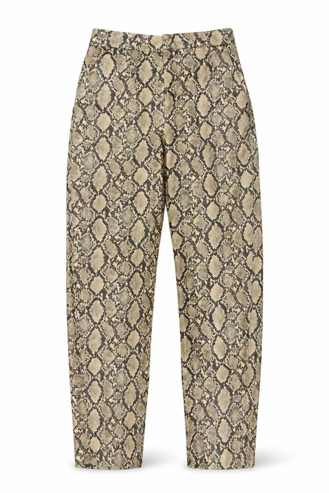 Zara Women Beige Snake Print Faux Leather Trousers XS