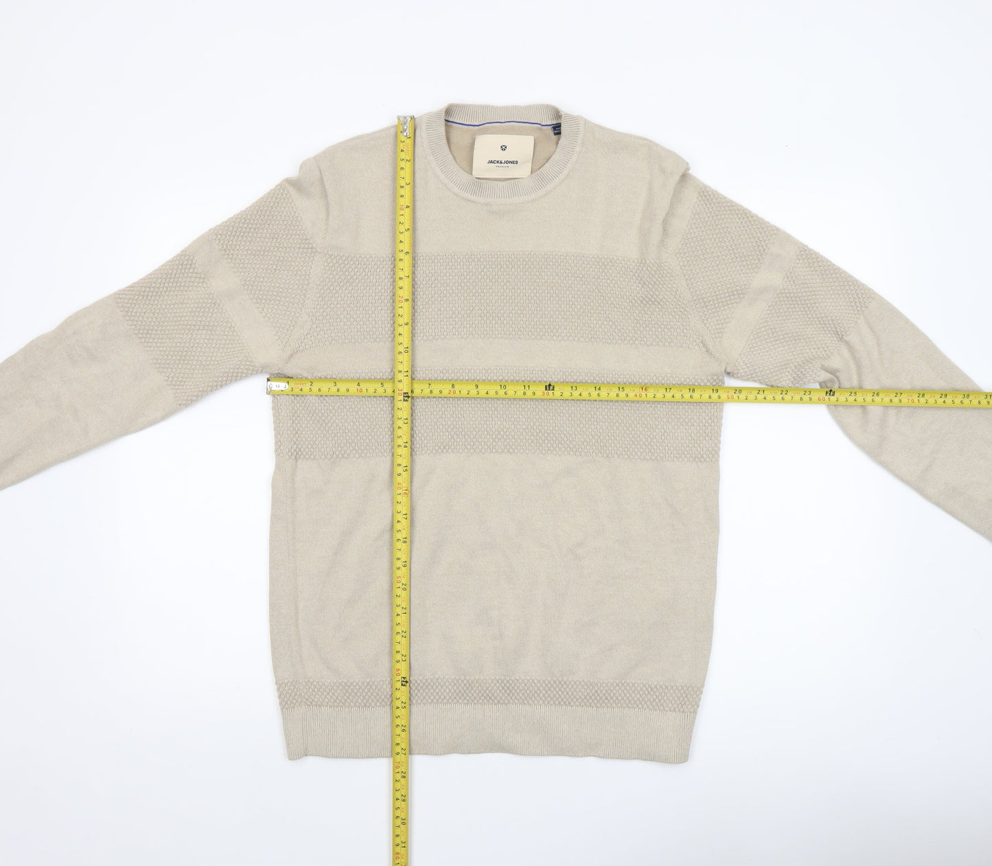 Jack & Jones Mens Beige L Crew Neck Knit Pullover Jumper