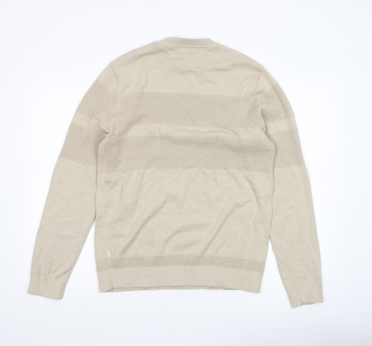 Jack & Jones Mens Beige L Crew Neck Knit Pullover Jumper