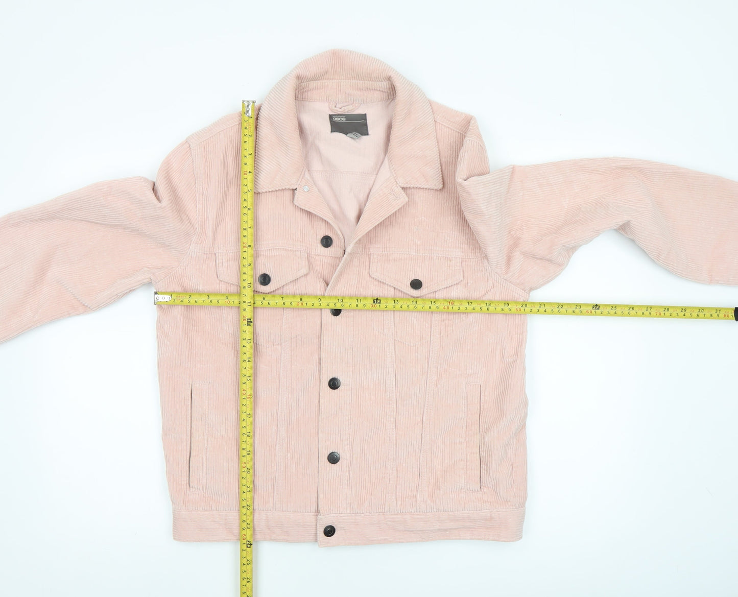 ASOS Women Pink Corduroy Button Basic Jacket Size M