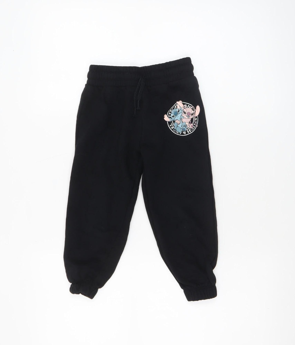 Disney Girls Black Lilo & Stitch Jogger Trousers 4-5 Years Cotton Fleece