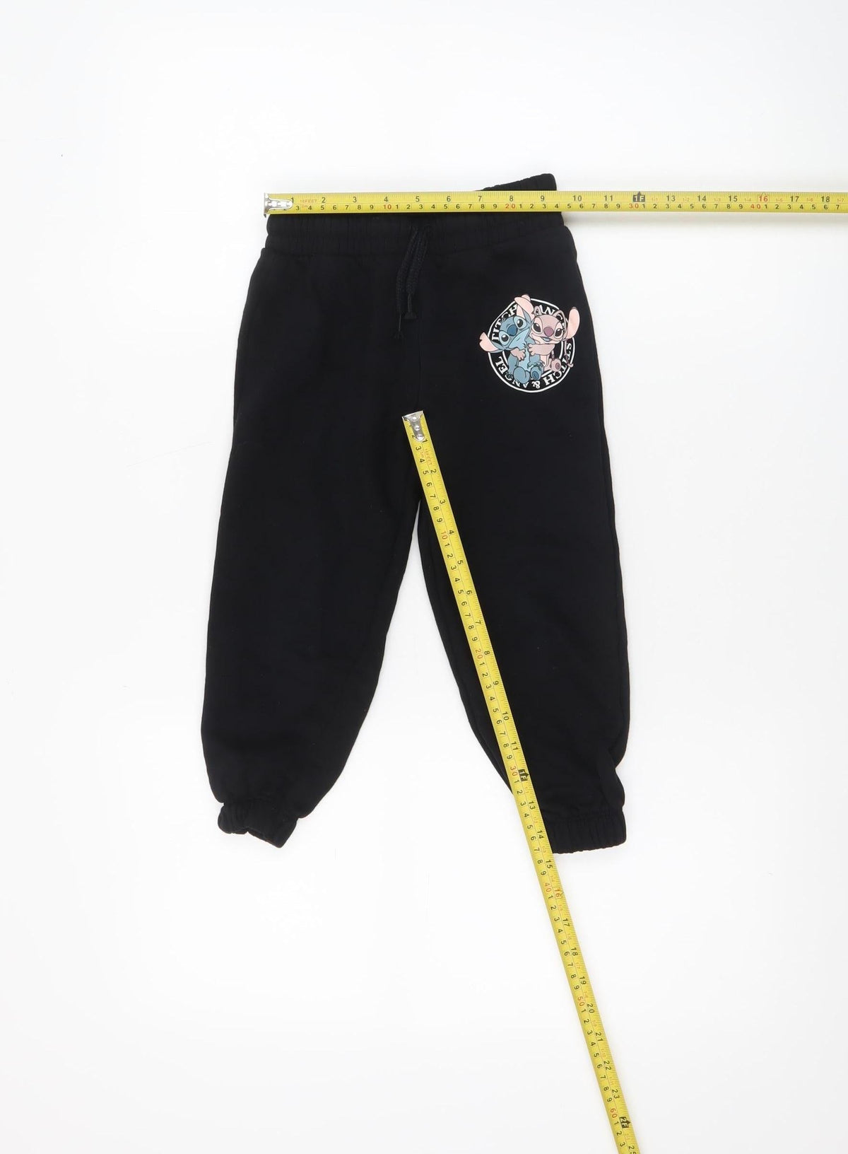 Disney Girls Black Lilo & Stitch Jogger Trousers 4-5 Years Cotton Fleece