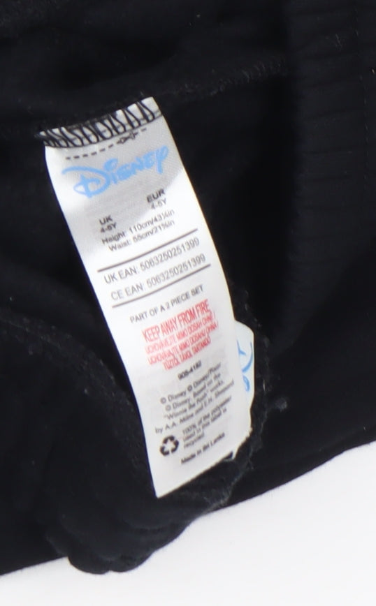Disney Girls Black Lilo & Stitch Jogger Trousers 4-5 Years Cotton Fleece