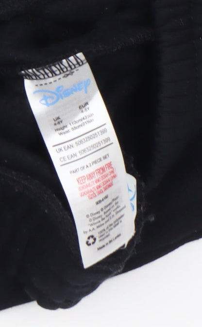 Disney Girls Black Lilo & Stitch Jogger Trousers 4-5 Years Cotton Fleece