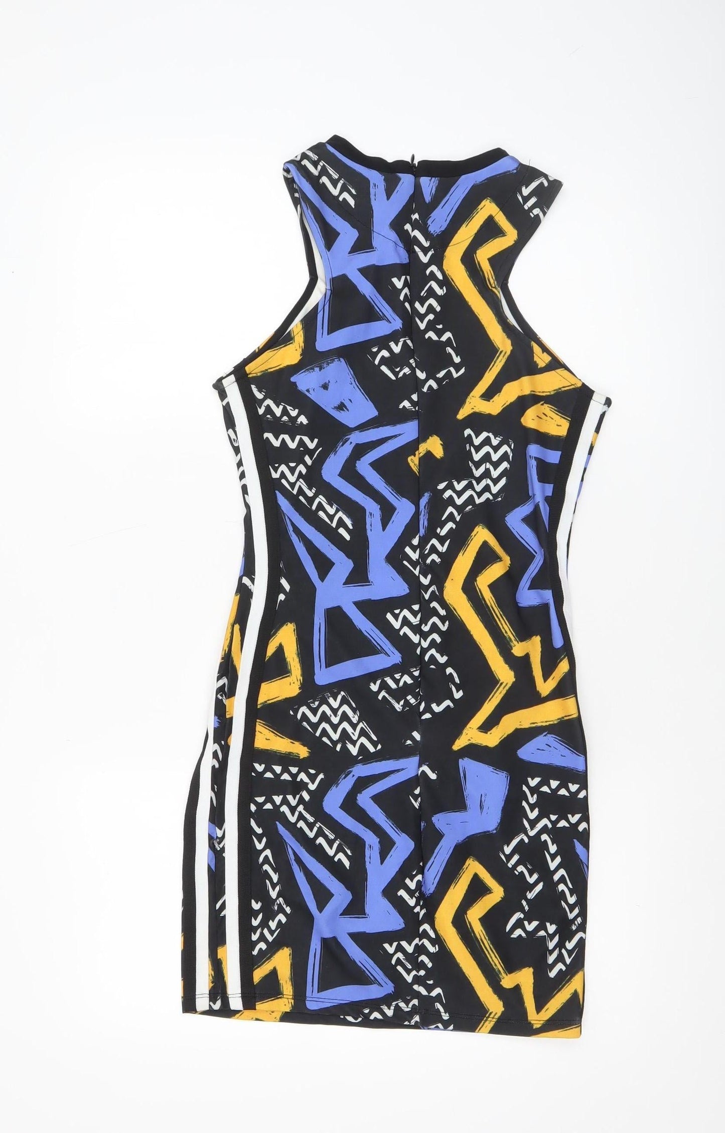Topshop Women's Multicoloured Bodycon Dress Size 10 Retro Geometric Print