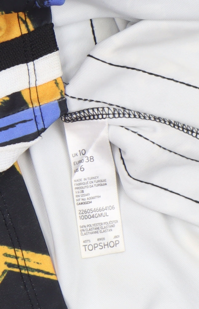 Topshop Women's Multicoloured Bodycon Dress Size 10 Retro Geometric Print