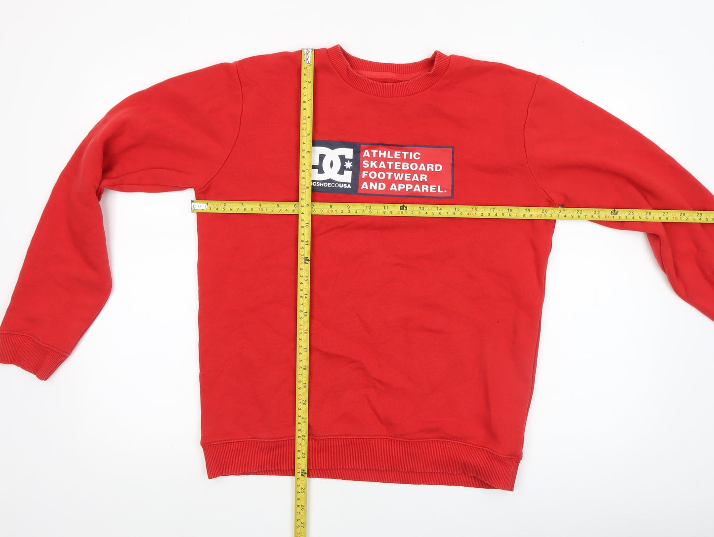 DC Shoes Boys Red XL 16 Sweatshirt Pullover Fleece Crew Neck Logo Top