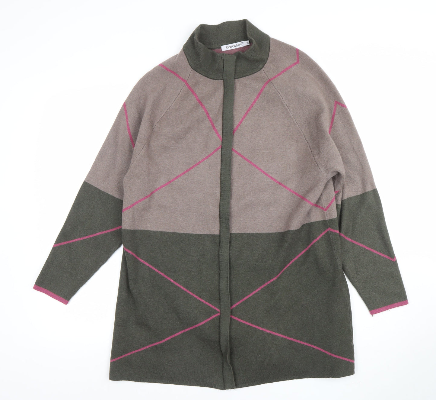 Alice Collins Women’s Multicoloured Geometric Knit Cardigan Size 16