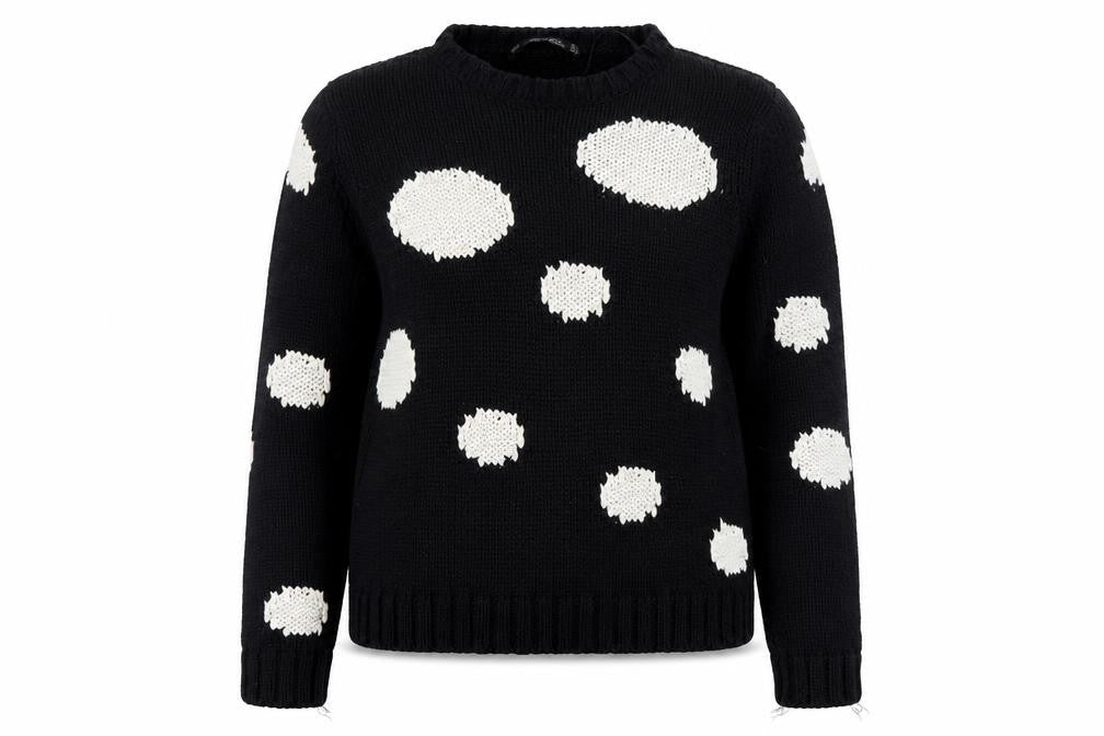 Zara Knit Women's Black Polka Dot Crew Neck Cotton Jumper Size L