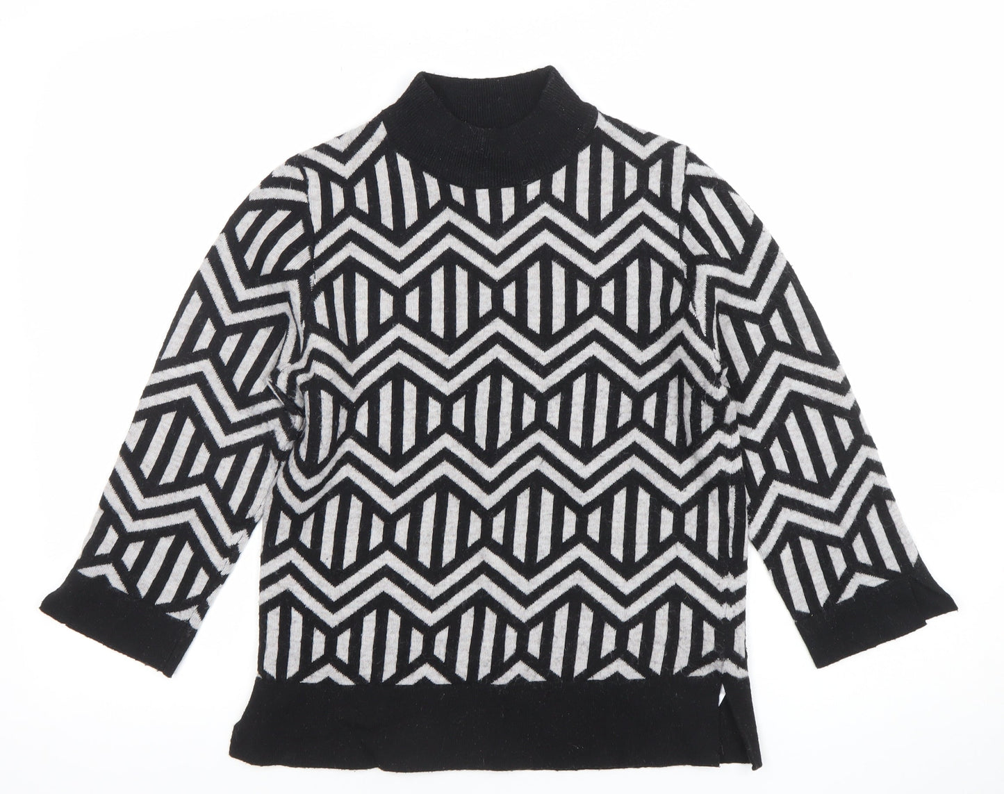 Principles by Ben de Lisi Women’s Black Geometric Mock Neck Jumper Size 10