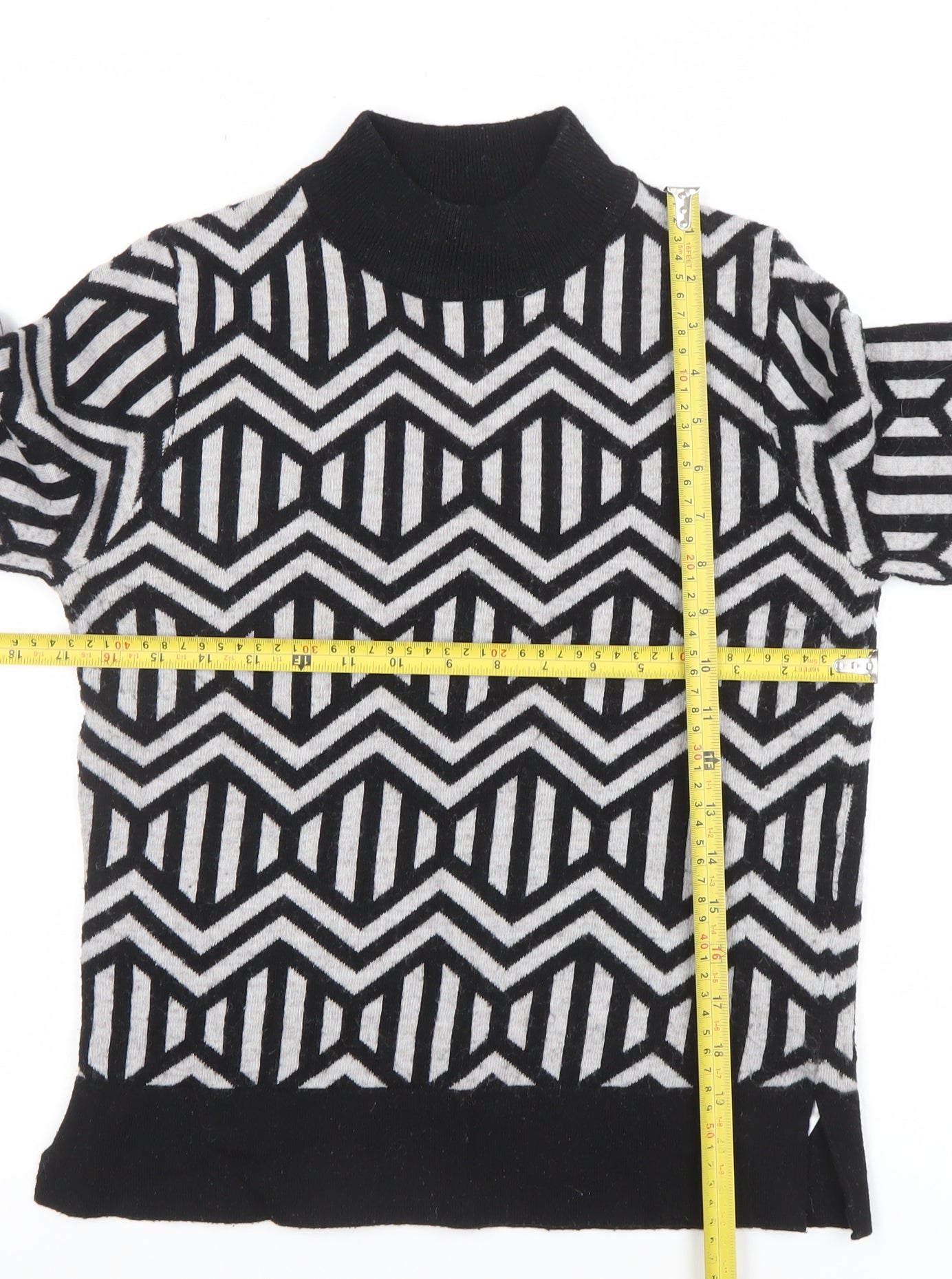 Principles by Ben de Lisi Women’s Black Geometric Mock Neck Jumper Size 10