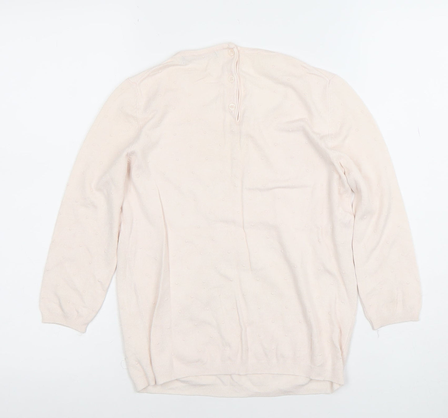 Mango Women Beige Knit Long Sleeve Scoop Neck Basic Blouse Size S