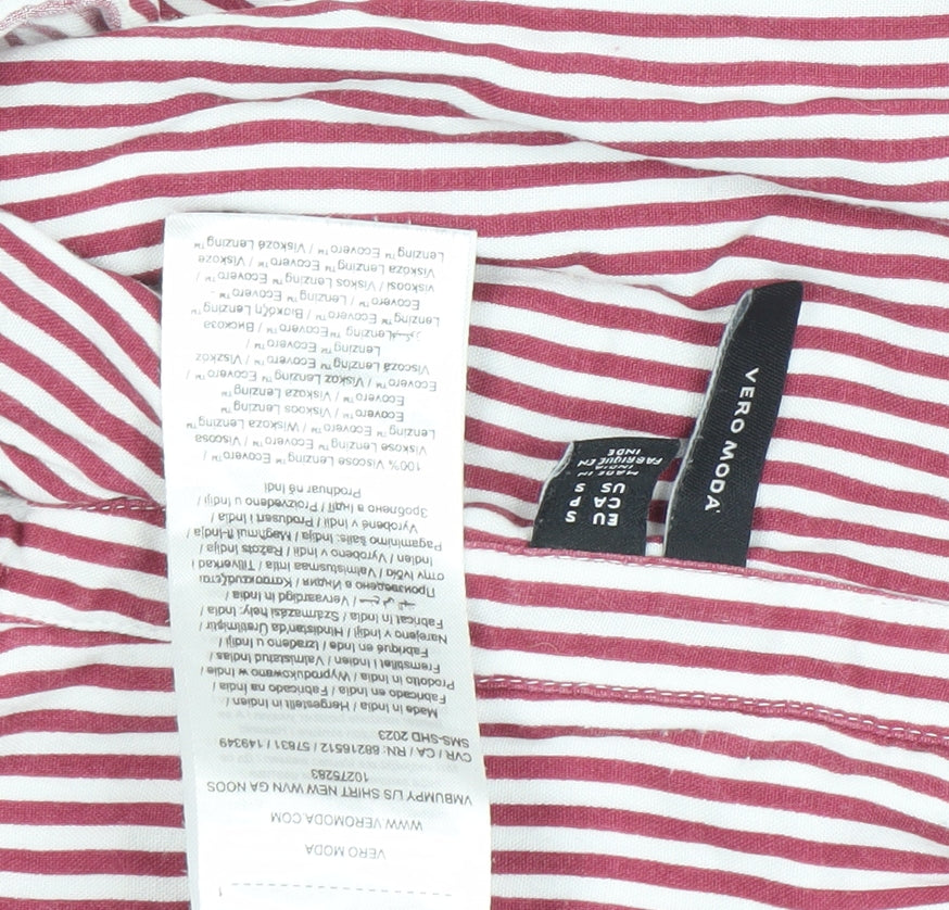 Vero Moda Women's Red Striped Button-Up Shirt Size S