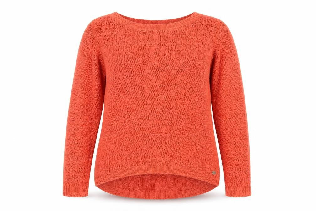 KND Women’s Orange 7XL Open-Knit Crew Neck Long Sleeve Jumper